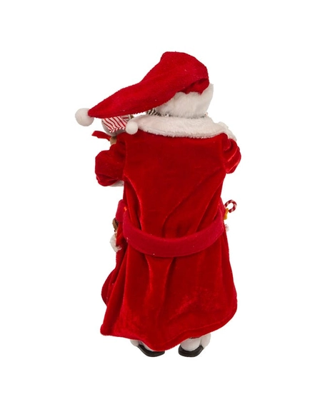 10.5″Blk Santa Red Night Robe & Pajamas