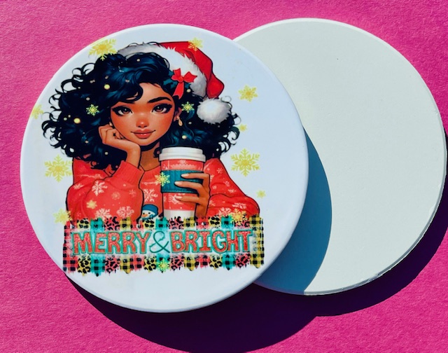 Merry & Bright Ceramic Coaster- 4pk