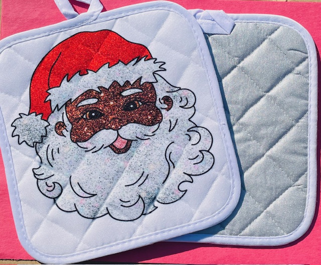 Glitter Santa Pot Holder- 2pk